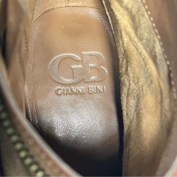 Gianni Bini Brown Ankle Boots Women Sz 9.5M 2 Sided Zip Buckle Belt Ankle Shoes - Picture 8 of 13